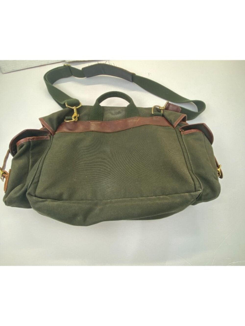 Vintage Orvis Battenkill Duffle Bag Green Canvas and Leather Large - Picture 2 of 15